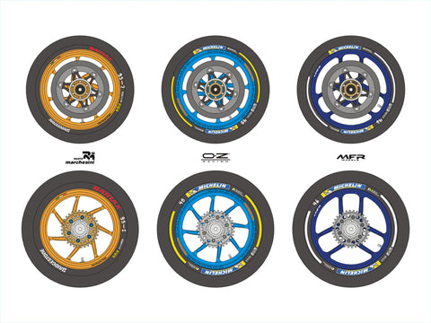 ブルースタッフ BS 12-013 1/12 MOTO GP タイヤ&ホイールマーキング - 1/12タミヤ用デカール