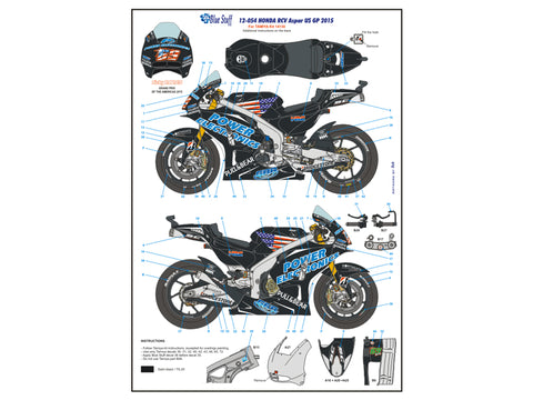 ブルースタッフ BS 12-054 1/12 ホンダ RCV Aspar アメリカ GP 2015 / ニッキー・ヘイデン - E. Laverty - 1/12デカール タミヤ14130用