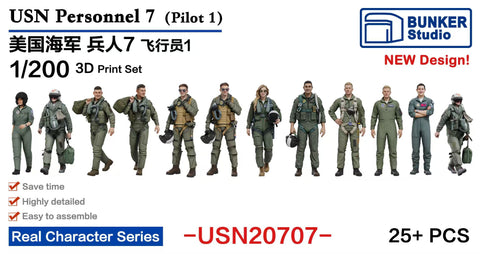 バンカースタジオ USN20707 1/200 現用アメリカ海軍 フィギュアセット 7 航空母艦 パイロット 1