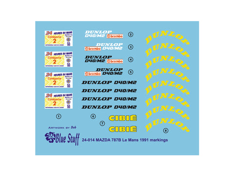 ブルースタッフ BS 24-014 1/24 マツダ 787B ル・マン24時間 1991 Additives - 1/24デカール タミヤ24326 / 24352用