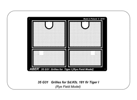 アベール 35G31 1/35 ドイツ タイガーI エンジングリル(ライフィールド用)
