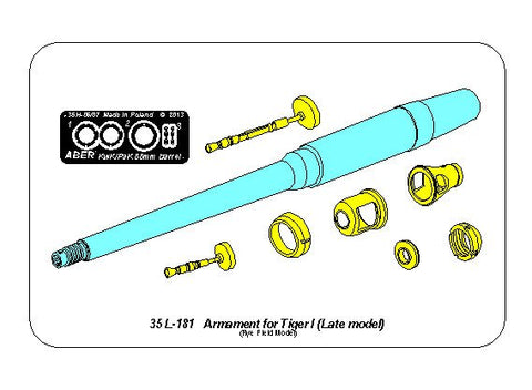 アベール 35L181 1/35 ドイツ タイガーI 後期型用 砲身・機銃(ライフィールドモデル用)