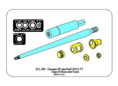 アベール 35L243 1/35 ドイツ キングタイガー ヘンシェル砲塔型 8.8cmKwk43砲身(MENG用)