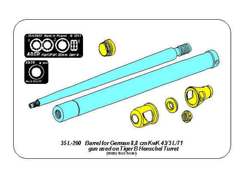 アベール 35L260 1/35 ドイツ キングタイガー ヘンシェル砲塔用 8.8cmKwk43砲身(ホビーボス用)