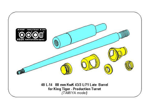アベール 48L14 1/48 ドイツ 8.8cmKwk43/3 L/71 キングタイガー ヘンシェル砲塔用砲身(タミヤ用)