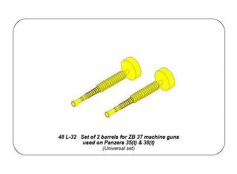 アベール 48L32 1/48 ドイツ ZB37機関銃銃身(35t・38t用)2本