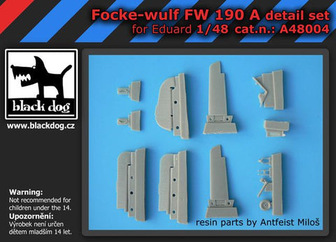 ブラックドッグ A48004 1/48 フォッケウルフ FW 190 ディテールセット、レジンパーツ13点(エデュアルド 用)