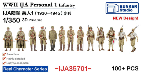 バンカースタジオ IJA35701 1/350 WWII日本陸軍 フィギュアセット 1 歩兵 1930-45年