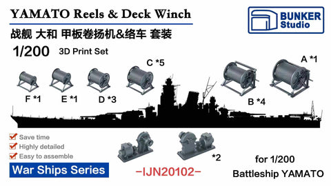 バンカースタジオ IJN20102 1/200 WWII日本海軍 戦艦 大和 絡車(リール),ウィンチ