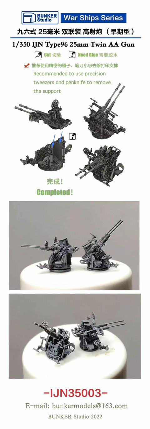 バンカースタジオ IJN35003 1/350 WWII 日本海軍 九六式25mm連装機銃 環型照準器(初期型)(10基入り)