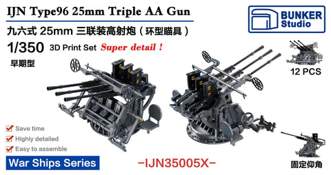 バンカースタジオ IJN35005X 1/350 WWII日本海軍 九六式25mm三連装機銃 環型照準器 初期型