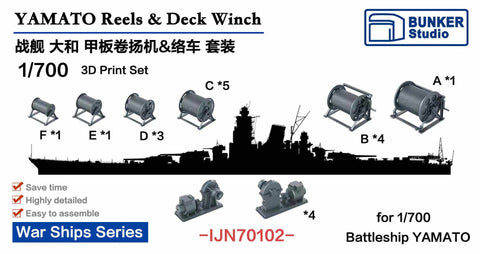 バンカースタジオ IJN70102 1/700 WWII日本海軍 戦艦 大和 絡車(リール),ウィンチ