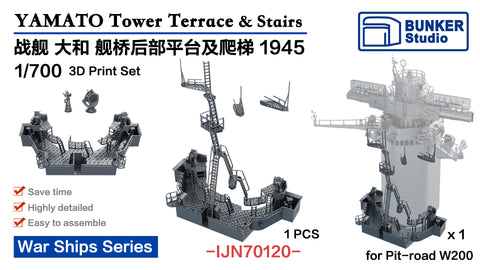 バンカースタジオ IJN70120 1/700 WWII日本海軍 戦艦 大和 信号所甲板&はしご 1945年(ピットロードW200用)