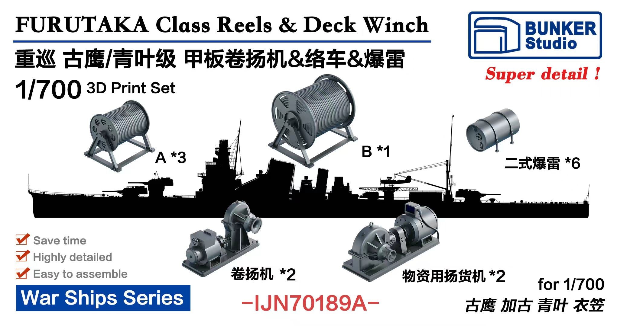 バンカースタジオ IJN70189A 1/700 WWII日本海軍 重巡洋艦 古鷹/青葉型