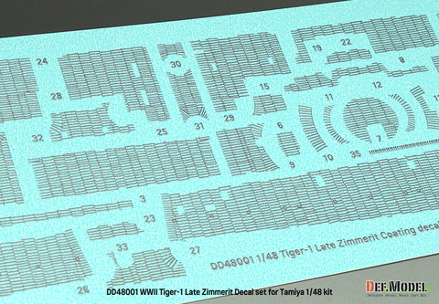 DEFモデル DD48001 1/48 WWII ティーガーI(中・後期型)用ツィンメリット・デカールセット(エッチング製グリル付き)(タミヤ 1/35スケール用)