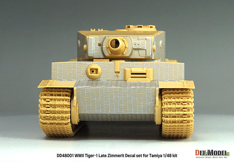 DEFモデル DD48001 1/48 WWII ティーガーI(中・後期型)用ツィンメリット・デカールセット(エッチング製グリル付き)(タミヤ 1/35スケール用)