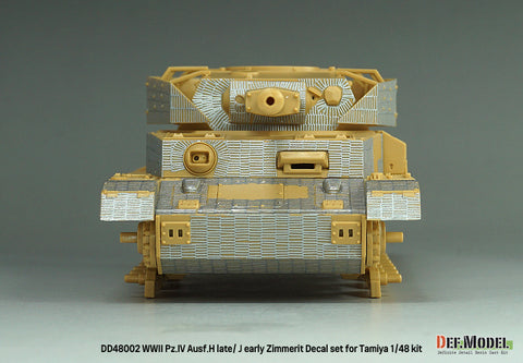 DEFモデル DD48002 1/48 WWII IV号戦車 H型(後期)/ J型(前期)用 ツィンメリット・デカールセット(タミヤ 1/35スケール)