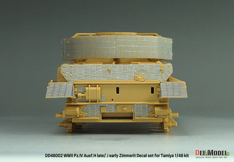 DEFモデル DD48002 1/48 WWII IV号戦車 H型(後期)/ J型(前期)用 ツィンメリット・デカールセット(タミヤ 1/35スケール)