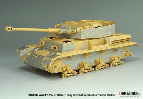 DEFモデル DD48002 1/48 WWII IV号戦車 H型(後期)/ J型(前期)用 ツィンメリット・デカールセット(タミヤ 1/35スケール)