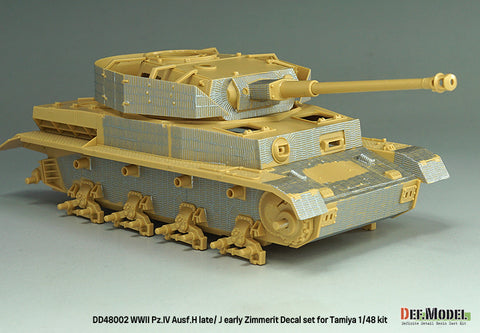 DEFモデル DD48002 1/48 WWII IV号戦車 H型(後期)/ J型(前期)用 ツィンメリット・デカールセット(タミヤ 1/35スケール)