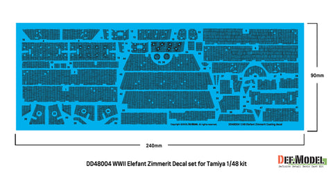 DEFモデル DD48004 1/48 WWIIドイツ エレファント用ツィンメリット・コーティング・デカールセット(タミヤ1/35キット用)