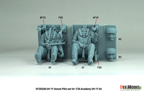 DEFモデル DF35038 1/35 アカデミー用 アメリカ海兵隊 UH-1Y ヴェノム パイロットセット(フィギュア2体、3Dプリントパーツ)