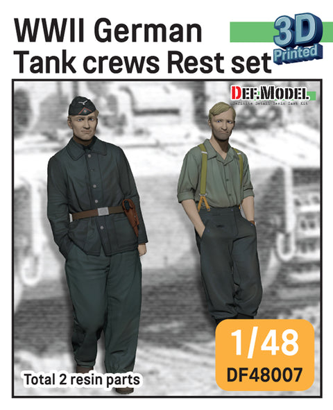 DEFモデル DF48007 1/48 WWII ドイツ軍戦車搭乗員 休憩中(ティーガーIの前で寄りかかっている姿)セット(2体入り)