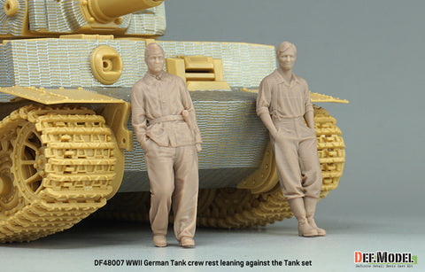 DEFモデル DF48007 1/48 WWII ドイツ軍戦車搭乗員 休憩中(ティーガーIの前で寄りかかっている姿)セット(2体入り)