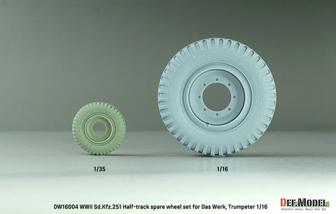 DEFモデル DW16004 1/16 WWIIドイツ Sd.Kfz.251 ハーフトラック用スペアホイールセット(Das Werk社/トランペッター社製 1/16キット用)