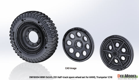 DEFモデル DW16004 1/16 WWIIドイツ Sd.Kfz.251 ハーフトラック用スペアホイールセット(Das Werk社/トランペッター社製 1/16キット用)
