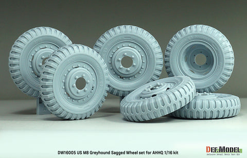 DEFモデル DW16005 1/16 WWIIアメリカ M8グレイハウンド用 自重変形ホイールセット(1/16 AHHQ用)