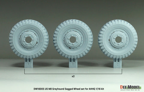 DEFモデル DW16005 1/16 WWIIアメリカ M8グレイハウンド用 自重変形ホイールセット(1/16 AHHQ用)