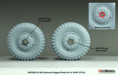 DEFモデル DW16005 1/16 WWIIアメリカ M8グレイハウンド用 自重変形ホイールセット(1/16 AHHQ用)