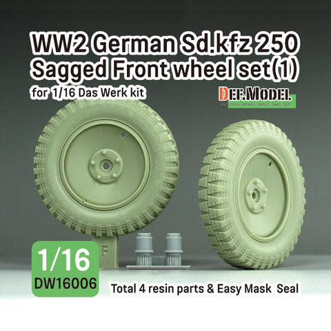 DEFモデル DW16006 1/16 WWIIドイツ Sd.Kfz 250 サグド ホイール セット (1) - (1/16 ダスヴェルク用)