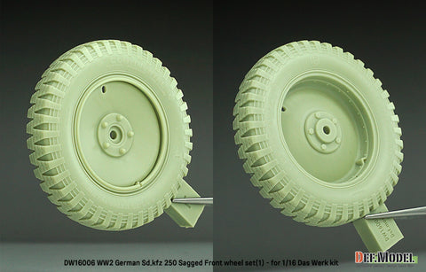 DEFモデル DW16006 1/16 WWIIドイツ Sd.Kfz 250 サグド ホイール セット (1) - (1/16 ダスヴェルク用)