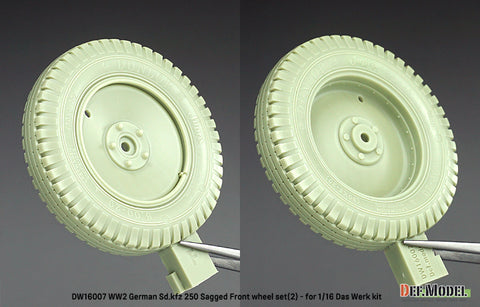 DEFモデル DW16007 1/16 WWIIドイツ Sd.Kfz.250用 自重変形ホイールセット(2個入) - (ダスヴェルク製1/16用)