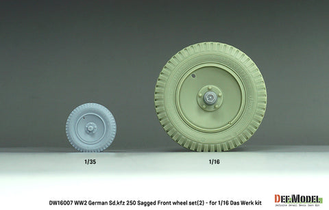DEFモデル DW16007 1/16 WWIIドイツ Sd.Kfz.250用 自重変形ホイールセット(2個入) - (ダスヴェルク製1/16用)