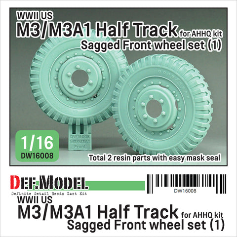 DEFモデル DW16008 1/16 WWIIアメリカ M3/M3A1 ハーフトラック用 前輪セット(自重変形あり)- 軍用タイプ(1/16 AHHQ用)