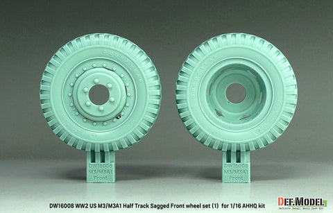DEFモデル DW16008 1/16 WWIIアメリカ M3/M3A1 ハーフトラック用 前輪セット(自重変形あり)- 軍用タイプ(1/16 AHHQ用)