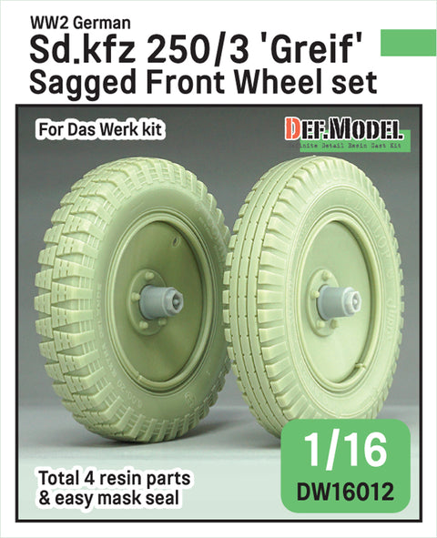 DEFモデル DW16012 1/16 WWIIドイツ SD.Kfz 250/3 'Greif' サグド ホイール セット - (1/16 ダスヴェルク "Greif" キット用)