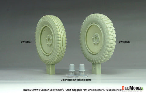 DEFモデル DW16012 1/16 WWIIドイツ SD.Kfz 250/3 'Greif' サグド ホイール セット - (1/16 ダスヴェルク "Greif" キット用)