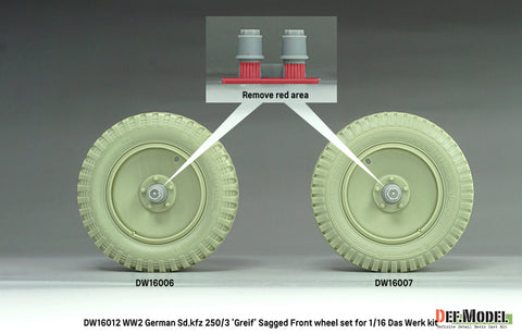DEFモデル DW16012 1/16 WWIIドイツ SD.Kfz 250/3 'Greif' サグド ホイール セット - (1/16 ダスヴェルク "Greif" キット用)