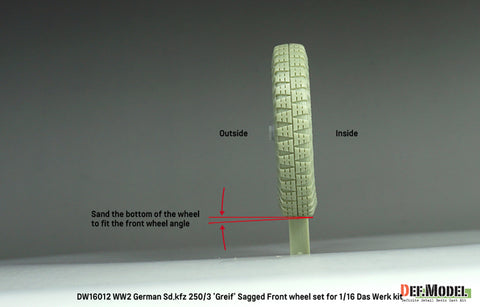 DEFモデル DW16012 1/16 WWIIドイツ SD.Kfz 250/3 'Greif' サグド ホイール セット - (1/16 ダスヴェルク "Greif" キット用)