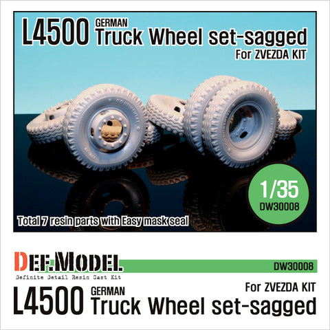 DEFモデル DW30008 1/35 ドイツ L4500 トラックホイールセット (ズベズダ1/35スケール用)