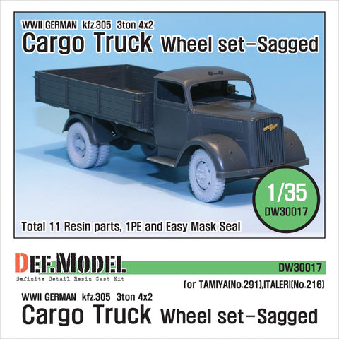 DEFモデル DW30017 1/35 ドイツ 3t カーゴ(オペル) トラック ホイールセット (タミヤ/イタレリ用)