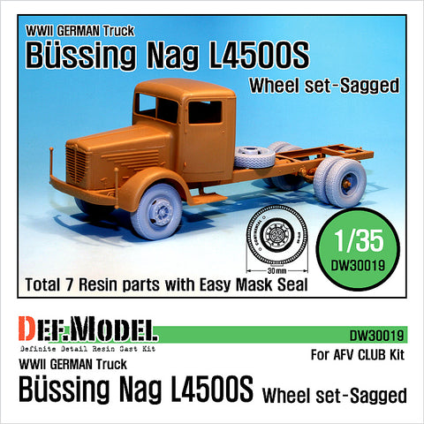 DEFモデル DW30019 1/35 ドイツ ビュッシング・ナーク L4500S 自重変形タイヤセット (AFVクラブ1/35スケール用)