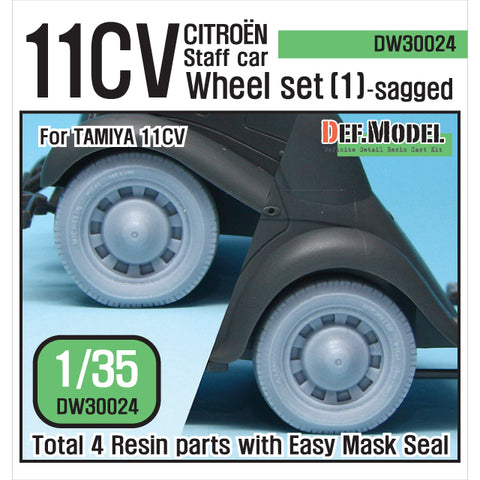 DEFモデル DW30024 1/35 11CV スタッフカー 自重変形ホイールセット (1) (タミヤ用)