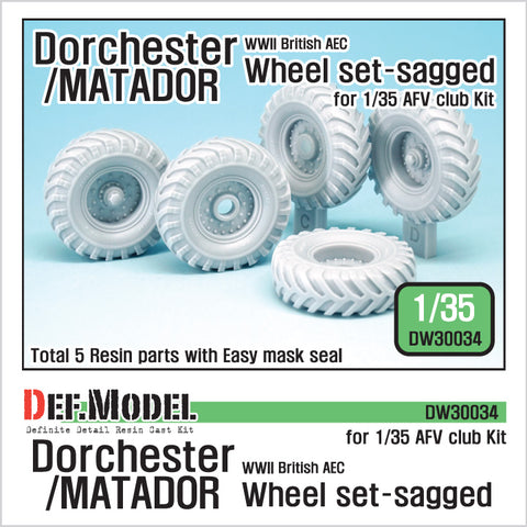 DEFモデル DW30034 1/35 イギリス AEC ドーチェスター/マタドール 自重変形ホイールセット (AFVクラブ1/35スケール用)