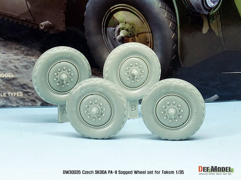 DEFモデル DW30035 1/35 チェコ SKODA PA-II 自重変形ホイールセット (タコム1/35スケール用)