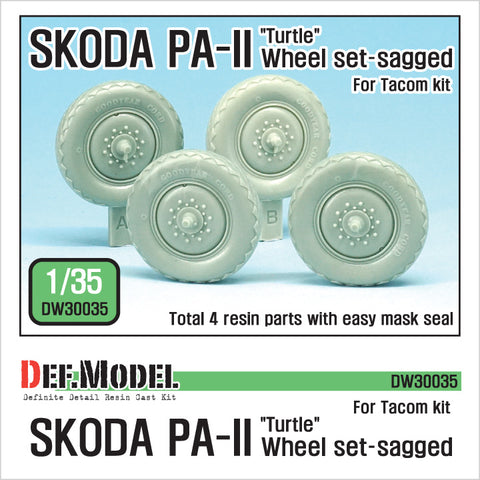 DEFモデル DW30035 1/35 チェコ SKODA PA-II 自重変形ホイールセット (タコム1/35スケール用)